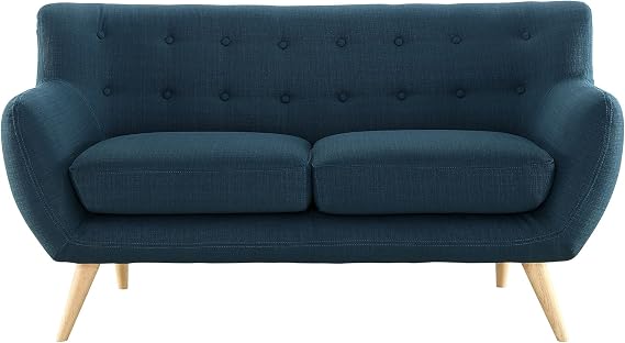 Modway Remark Mid-Century Modern Loveseat With Upholstered Fabric In Azure