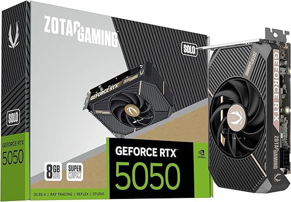 ZOTAC Gaming GeForce RTX 5050 Solo DLSS 4 8GB GDDR6 128-bit 20Gbps PCIE 5.0 Gaming Graphics Card, Super Compact SFF Ready Card, ZT-B50500G-10L