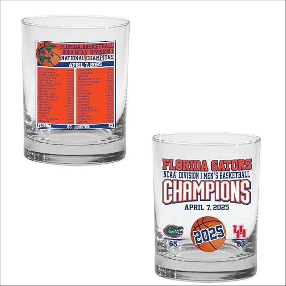 Florida Gators 2025 National Champions Rocks & Beverage Glass