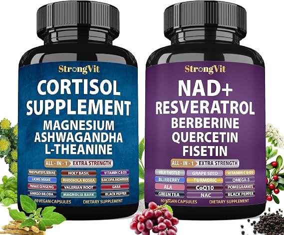 StrongVit Cortisol & NAD Supplement Bundle (120 Capsules)
