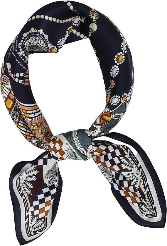 100% Mulberry Silk Scarf 25x25 Inch - Digital Printed Lightweight Square Scarf for Women, with Gift Packaging