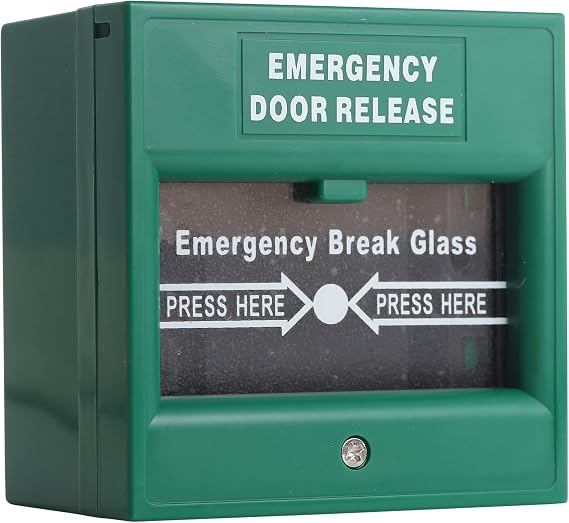 UHPPOTE Wired Security Button Hands Break Glass for Emergency Fire Alarm Exit Release | Color Green for Control Access System, Homes and Businesses