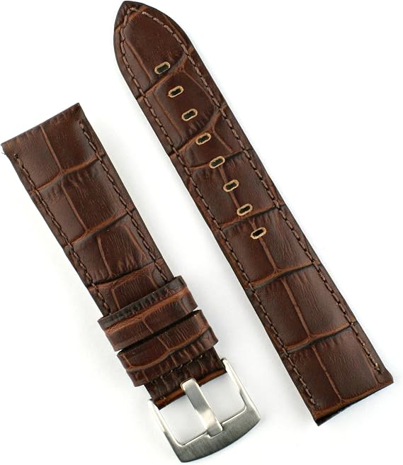 B & R Bands Gator Leather Watch Band Strap - Choice Of Colors - 20mm 22mm 24mm