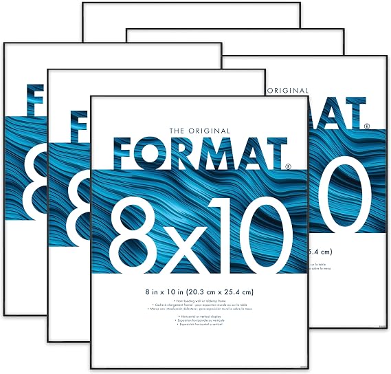 MCS Format Picture Frame, 8x10, Black, 6-Pack | Format Collection Picture Frame For Photos & Art Prints, Hangs Vertical Or Horizontal, 8x10 Inch, Black Finish, 6-Pack