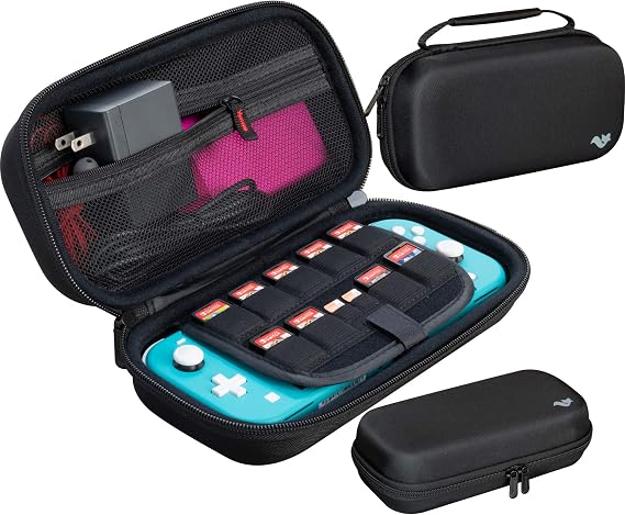 ButterFox Extra Large Carrying Case for Nintendo Switch Lite, Fits Charger, Compatible with JETech Protective Case and Most Grips, Game and Accessories Storage (BLACK)