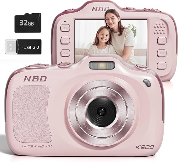 True 4K Digital Camera 64MP with 16X Zoom Autofocus, Vlogging Camera for Beginners with 32GB Card, Beauty Mode, Ultra Compact Portable Cameras for Photography Adults Teens (Pink)