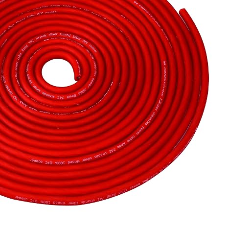 5 FT 8 AWG GA Full Gauge Battery Power Cable Ground Wire Frost red OFC Copper (10125)