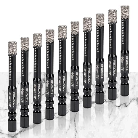 10-Pack 1/4 Inch Diamond Drill Bits Set, Diamond Hole Saw