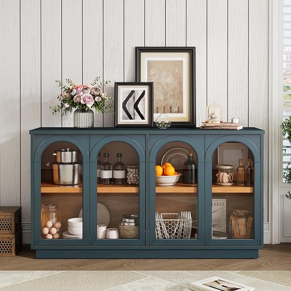Large Storage Sideboard Buffet Cabinet Arched Storage Cabinet