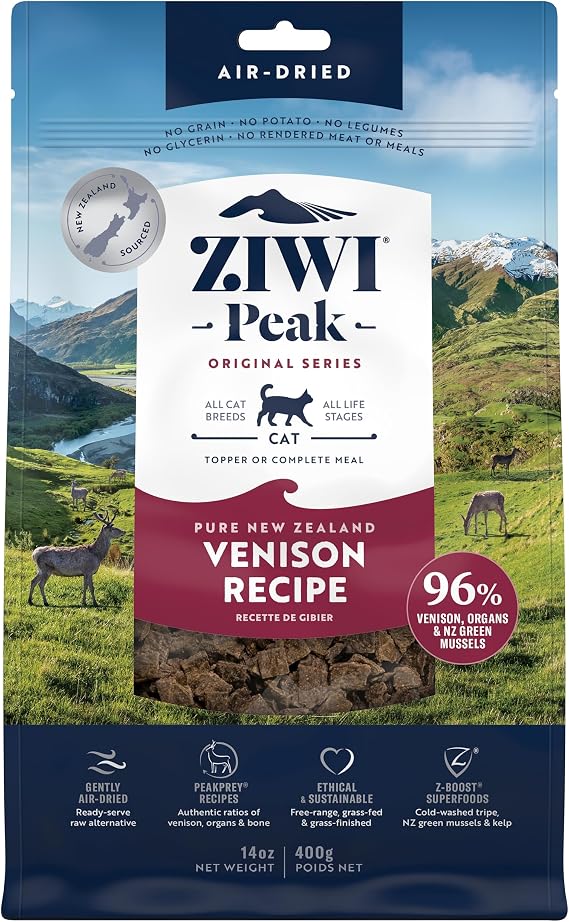 ZIWI Peak Air-Dried Cat Food Venison - All Natural, High Protein, Grain Free, Limited Ingredient w/ Superfoods (14oz - pack of 1)