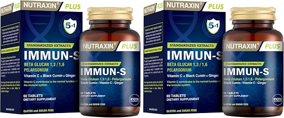 Nutraxin Plus Immun-S 1,3-1,6 Beta-Glukan 60 Tablet Takviye Edici Gıda (2 paketi)