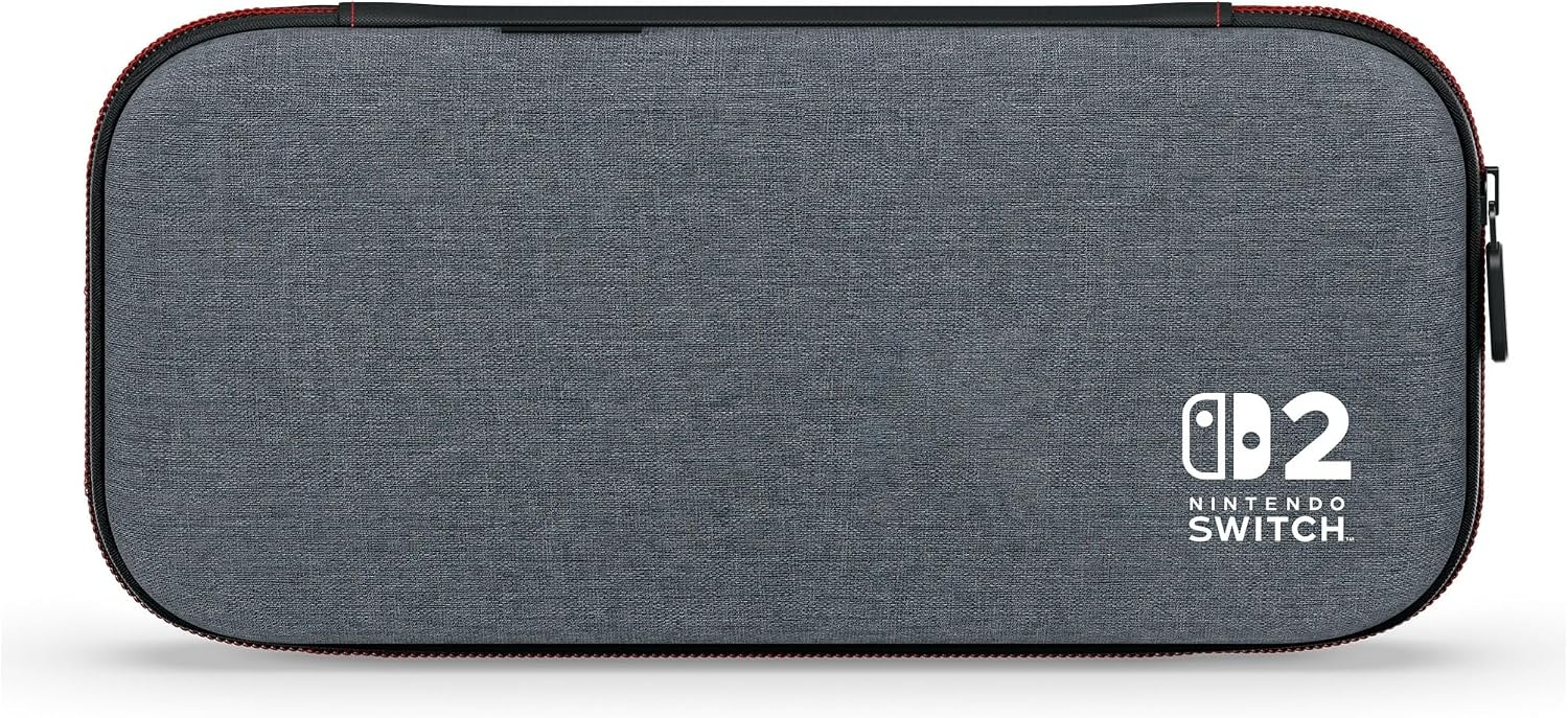 PowerA Slim Case for Nintendo Switch 2 - Grey, Officially Licensed, Protective Case, Holds 10 Game Cards, Padded Screen Protector, Built-in Play Stand