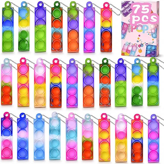 BicMan 75Pcs Mini Pop Its Keychain