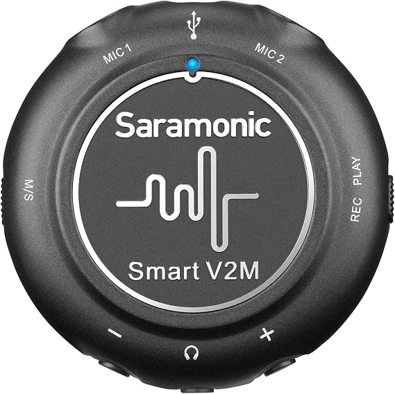 Saramonic Smart V2M | 2 Lavalier Microphones & Portable Interface for iPhone, iPad, Android & PC/Mac | 2 Omnidirectional Lavs, Incl. Lightning, USB-C and USB-a Cables, Locking 3.5mm Inputs, Headphone Out, Bus-Powered