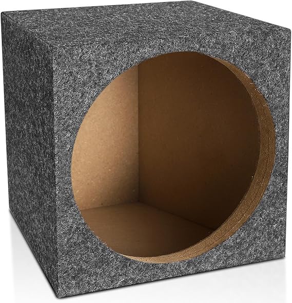 10" Car Subwoofer Box & Enclosure, Gray Carpet Unloaded Box, Vent Sub Box | Subwoofer Regular Standard Cab Truck Sub Box Enclosure with Sound-Absorbing Cotton & Premium Carpeted Finish