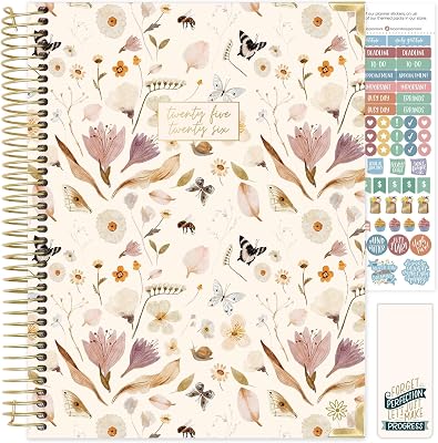 bloom daily planners HARDCOVER 2025-2026 8.5 x 11 Academic Year Day Planner July 2025 - July 2026 - Task Goal Organizer - Monthly & Weekly Inspirational Agenda Book - Butterfly Garden