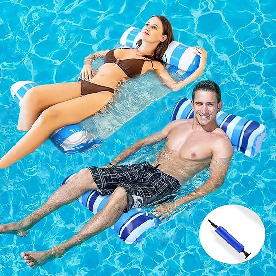 2 Pack Pool Float Water Hammock,Inflatable hammock Swimming Pool Float Hammock for Adults, 4-in-1Multi-Purpose Water Floating Chair Bed Raft Recliner