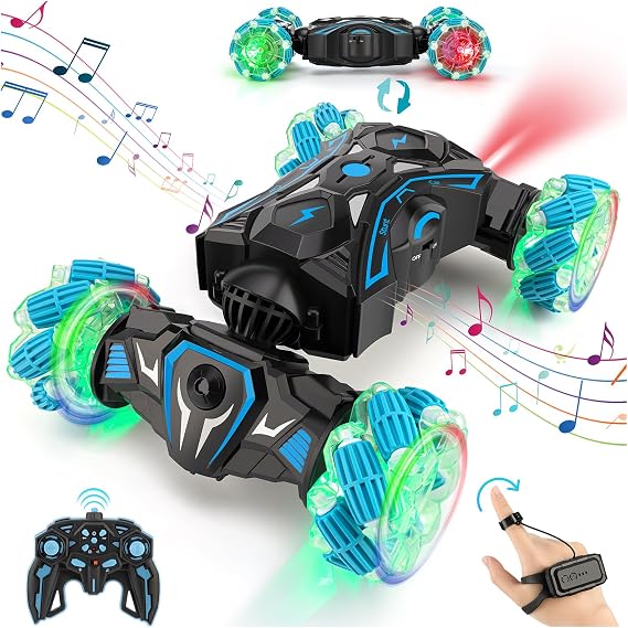 Gesture Sensing RC Stunt Car, Remote Control Car Toys for Boys 6-8-12, 360 Rotating 4WD Twist Cars with Light Music & Spray, Birthday Xmas Gifts for Kids Age 6 7 8 9 10 11 12, 2.4Ghz Hand Controlled