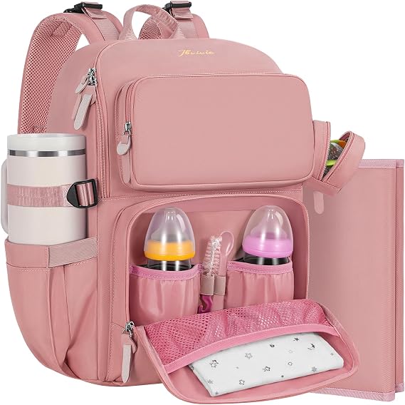 IBVIVIC Diaper Bag Backpack with Portable Changing Pad, Blush Pink