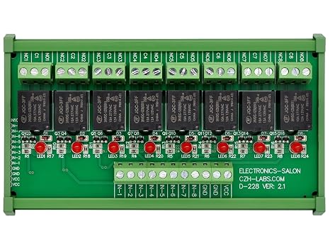 Electronics-Salon DIN Rail Mount 8 SPDT Power Relay Interface Module. (Operating Voltage: DC 24V)