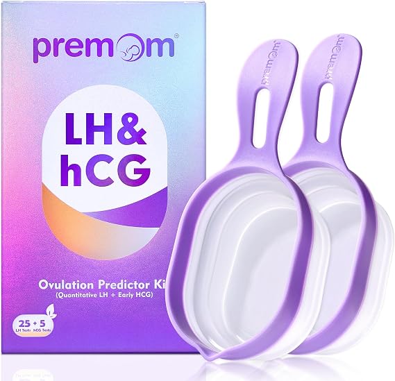 Premom Quantitative Ovulation & Pregnancy Test Kit: 25 LH Strips + 5 HCG Strips + 2 Reusable Urine Cups
