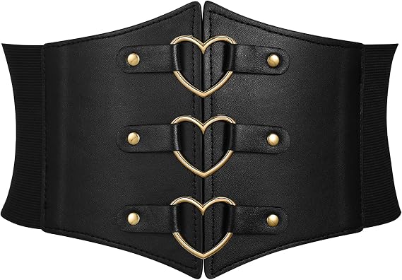 Women Corset Belt Heart Wide Elastic Waist Belt for Daily Halloween Costume