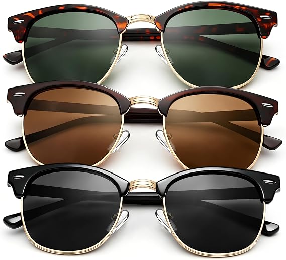 Joopin Half Frame Sunglasses UV Protection Vintage Browline Sun Glasses