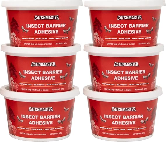 Catchmaster Tree Banding Insect Barrier 6Pk, 15oz Pails, Lanternfly & Ant Traps, Outdoor Adhesive Crawling Insect Trap to Protect Trees, Fruit & Plants