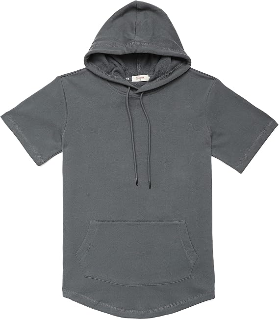 Dubinik Short Sleeve Hoodie Lightweight Terry Soft Cotton Kangaroo Pocket