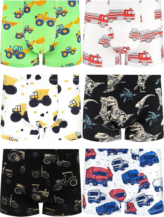 Boys Underwear, Soft Cotton Tagless Breathable Boxer Briefs, 6-Pack, 2T-12Y