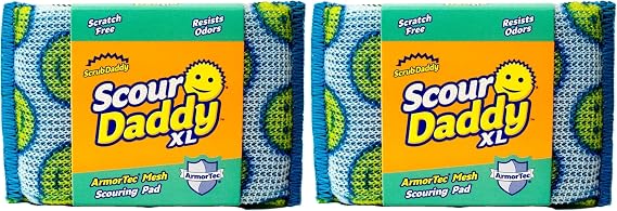 Scrub Daddy Scour Daddy XL, Scourers Non Scratch Scrubbing Sponge, Scouring Pads, Kitchen Sponges for Dishes, Dishwashing Pan Scrubber, Cleaning Supplies, Dish Sponges for Washing up (Pack of 2)