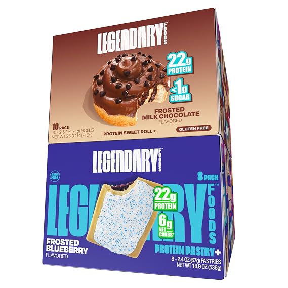 Legendary Foods 22 g Protein Pastry and Roll Bundle - Low Carb Meal Replacement Bar - Gluten Free Protien Snacks - Healthy Keto Snack Box - Low Sugar Energy Bars - Bariatric Diabetic Friendly 18 Pack