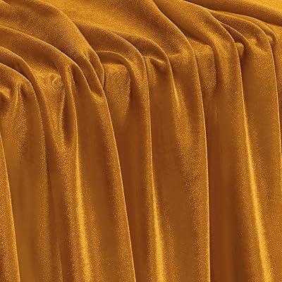 KKJIAF Gold Stretch Velvet Fabric 60 Inch Wide, 5 Yard Soft Stretchy Fabric for Sewing Clothes, Apparel, Costume, Crafts - 90% Polyester 10% Spandex