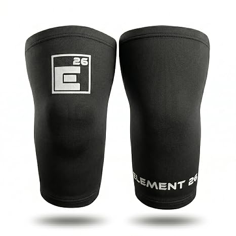 Element 26 Agility Knee Compression Sleeves - 1 Pair 3mm Compression Knee Sleeves - Knee Support for Workout - Knee Sleeves for Running & Weightlifting | Men & Women Large, Black