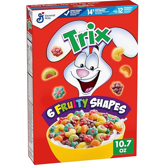 Trix Breakfast Cereal, 6 Fruity Shapes, Made with Whole Grain, 10.7 oz