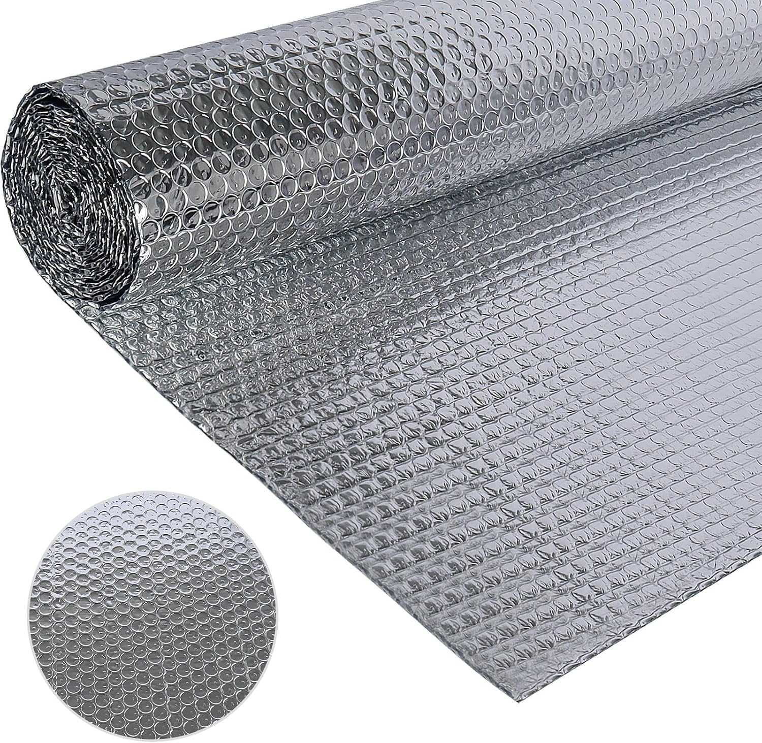 Double-sided aluminium foil insulation, excellent reflective insulation film sheet for heat retention, perfect insulation plate suitable for vehicles, roofs, windows, pipes etc. 60 cm x 3 m