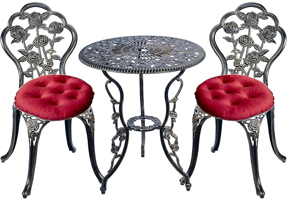 Mandolin Copper Rose Cast Aluminum 5 Piece Patio Dining Bistro Set