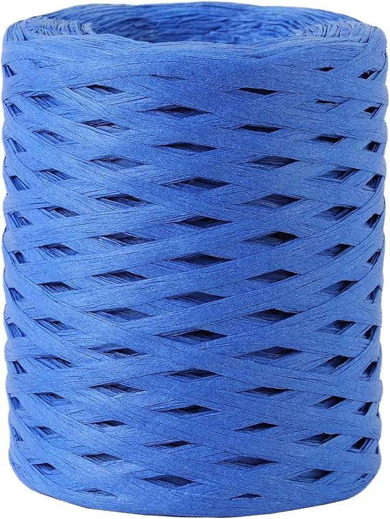 656 Ft Raffia Paper Ribbon for Gift Wrapping Ribbon, Raffia Natural Bulk Packing Raffia String - Twisted Paper for Crafts Weaving 1/4 Inch Width (Blue)