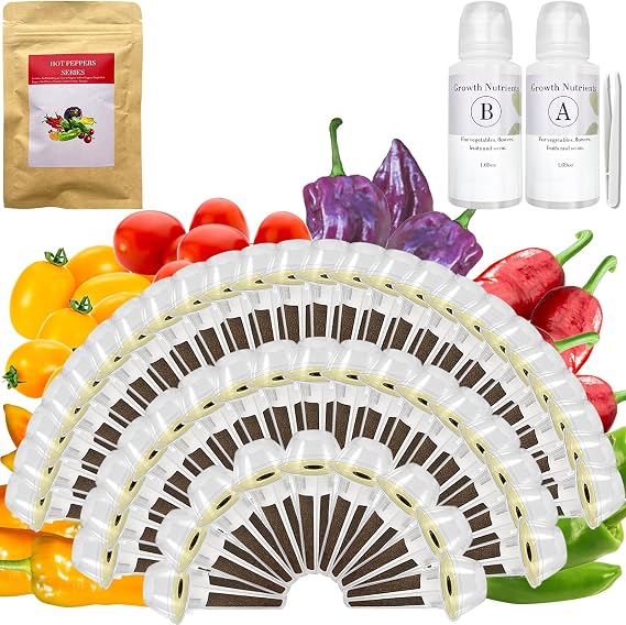 Red Heirloom Cherry Tomato Seed Pod Kit for AeroGarden, idoo with Red Heirloom/Golden Harvest Cherry Tomato and Red Chili/Green/Yellow/Purple Bell Pepper - Compatible with All Hydroponics (50-Pod)