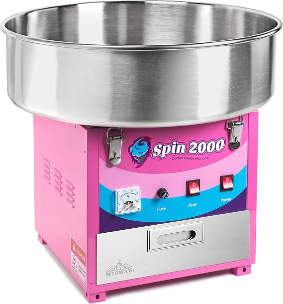 Olde Midway Cotton Candy Machine and SPIN 2000 Electric Candy Floss Maker - SPIN 2000, Commercial-Grade
