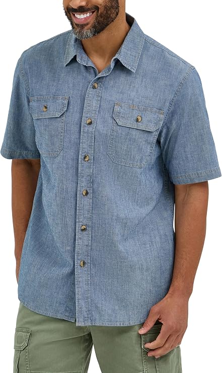 Wrangler Authentics Men's Short Sleeve Classic Woven Shirt Button Down Shirt