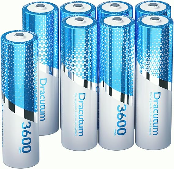 3600mWh AA Rechargeable Batteries, 1.5V Lithium AA Batteries, Long-Lasting Double A Li-ion Batteries for Blink Outdoor Camera, 8 Pack