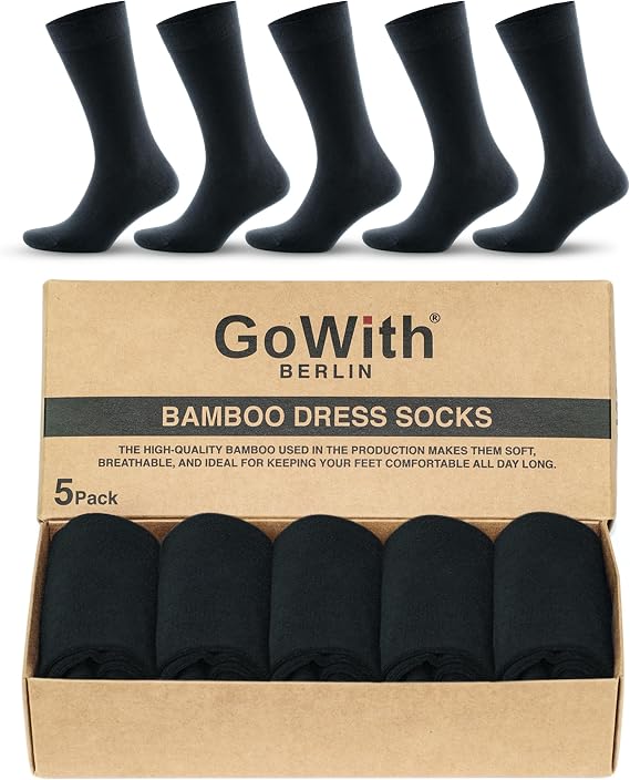 GoWith 5'li Bambu Likralı Dikişsiz 200 İğne Yıkamalı Esnek Sıkmayan Kaliteli Elegance Kutulu Siyah Lacivert ve Renkli Erkek Çorabı 3557