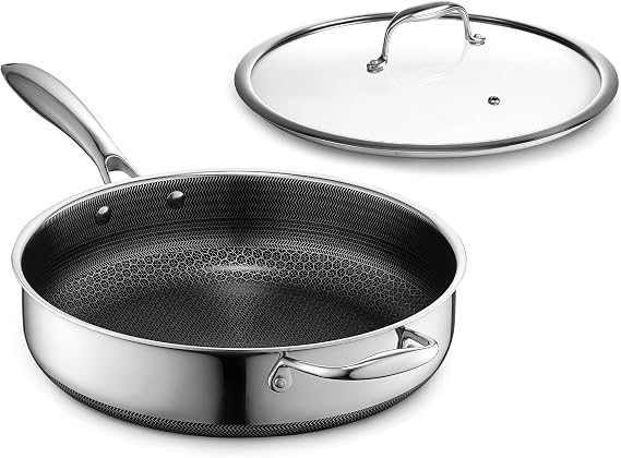 HexClad Hybrid Sautepfanne 43 l – Schmorpfanne mit Deckel Sauteuse