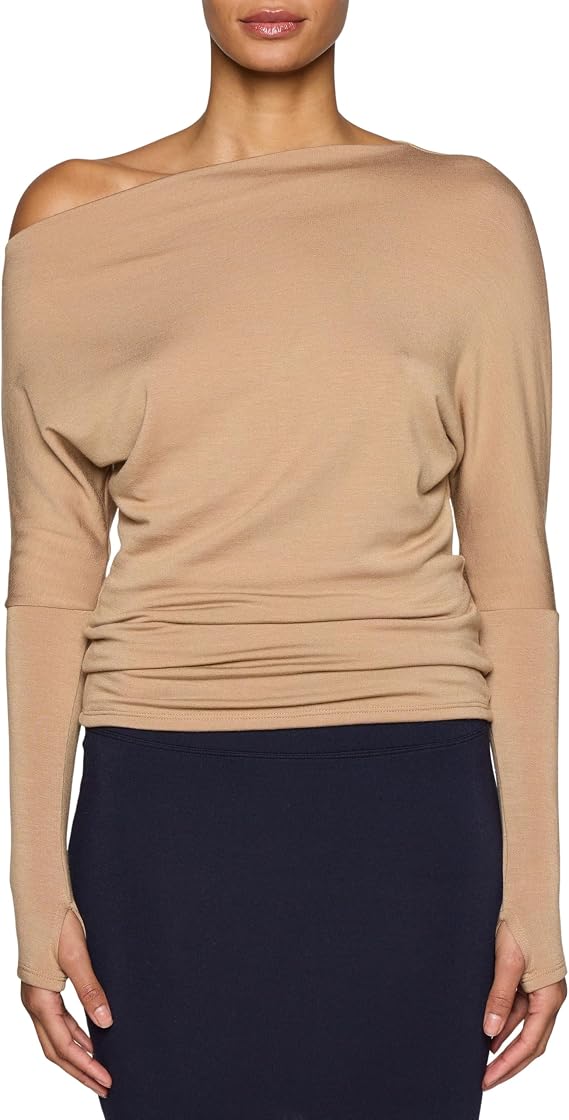 Bleusalt The Cindy Top | Women's Elegant Boatneck Long Sleeve Shirt | Soft Modal Stretch Base Layer