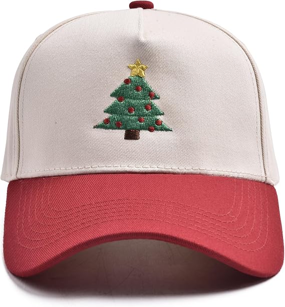 Christmas Trucker Hat for Women Men Two Tone Vintage Embroidered Baseball Cap Funny Gift