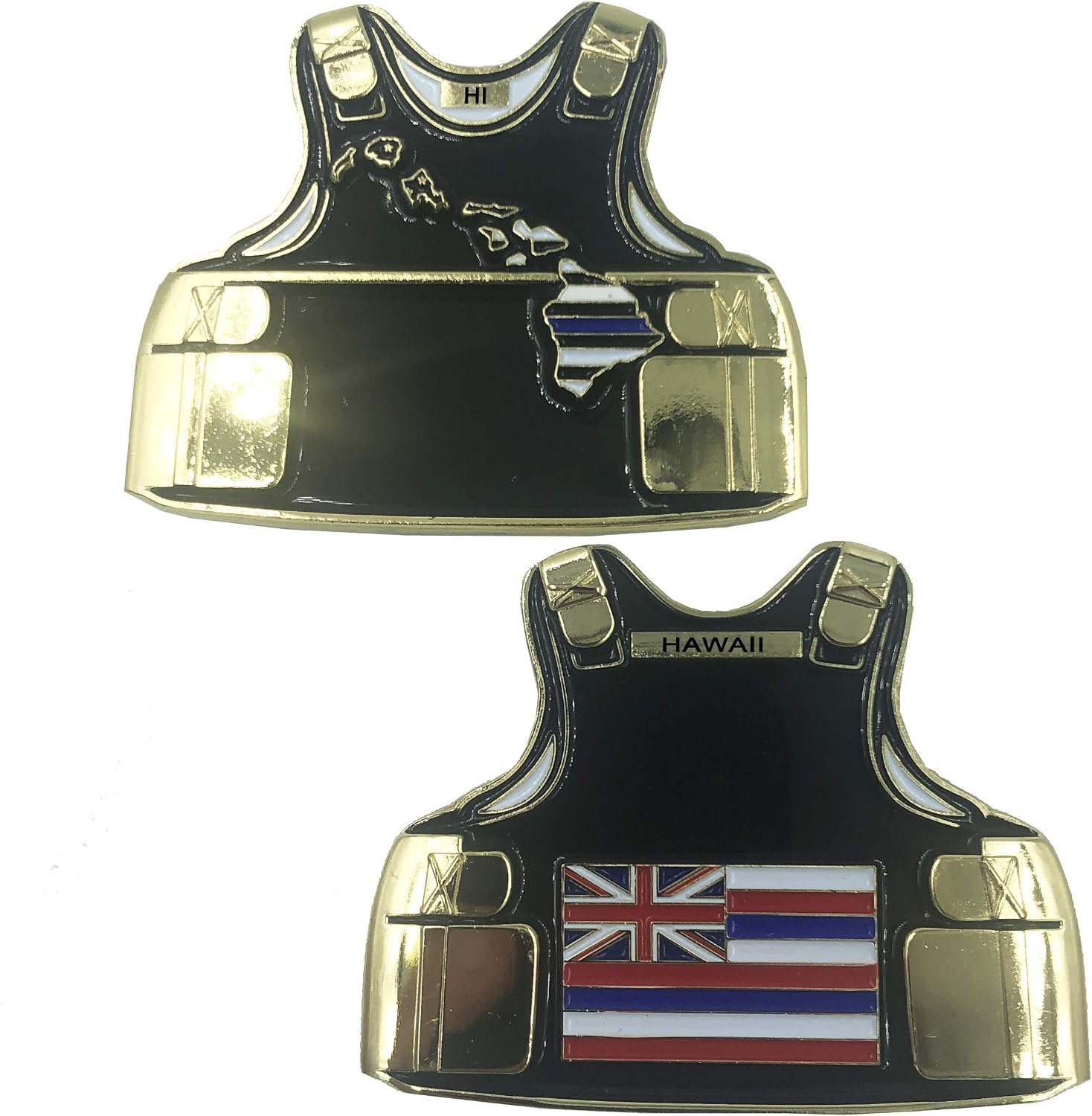 C-009 Hawaii Leo Thin Blue Line Police Vest State Flag Challenge Coins
