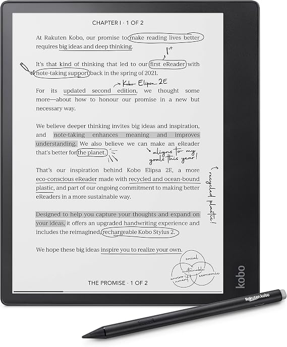 Kobo Elipsa 2E eReader + Stylus 2, 10.3” Touchscreen, 32GB