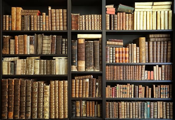Vintage Bookshelf Backdrop 7x5ft Old Library Bookcase Photography Backdrop Office Zoom Meeting Video Call Conference School Graduation Party Supplies Decoration Banner Photo Shoot Props