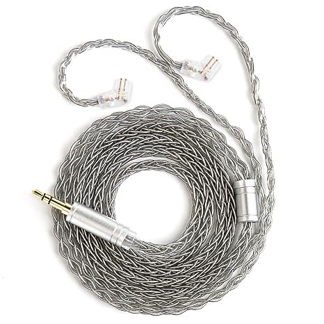 Kbear ST12 4N High-purity ofc Silver-plated HiFi IEM Cable for in Ear Monitor, Audiophile, KZ ZSN PRO X Earphone Upgraded Cable for KZ EDX Pro ZS10 PRO ZAS ZAR ZST Headphones(3.5 C PIN, Silver, 1.2m)